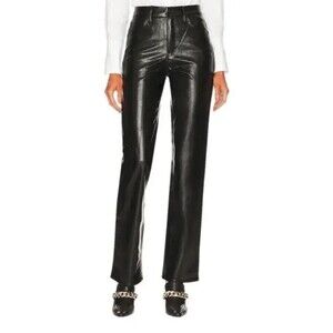 Good American Better Than Leather Icon Pants Women's 4 27 Black Eel High Rise